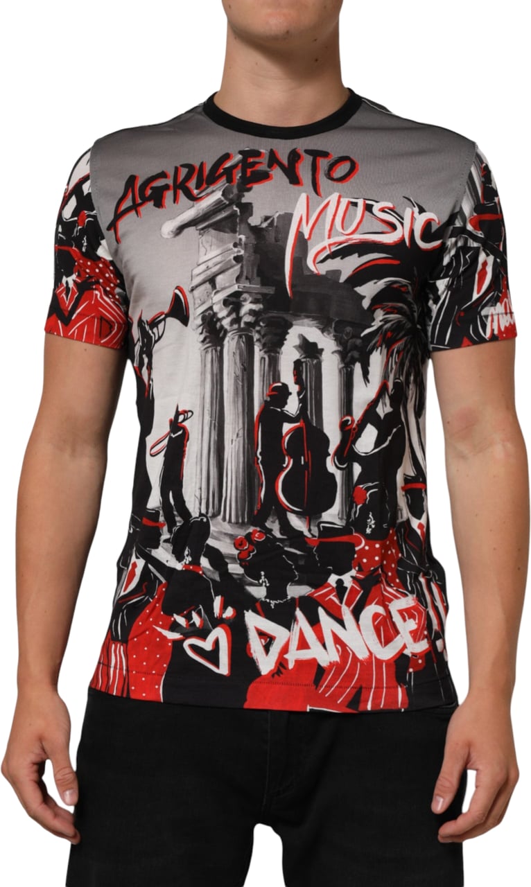Dolce & Gabbana Multicolor Agrigento Dance Jazz Music Print T-shirt Grijs