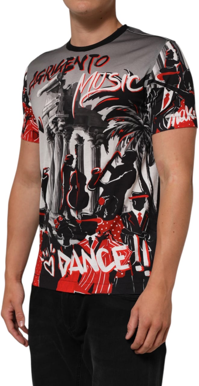 Dolce & Gabbana Multicolor Agrigento Dance Jazz Music Print T-shirt Grijs