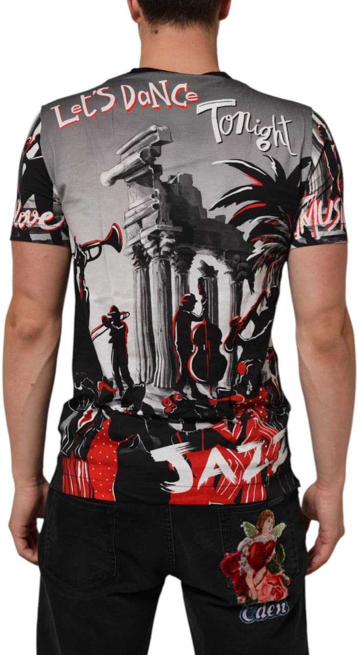 Dolce & Gabbana Multicolor Agrigento Dance Jazz Music Print T-shirt Grijs
