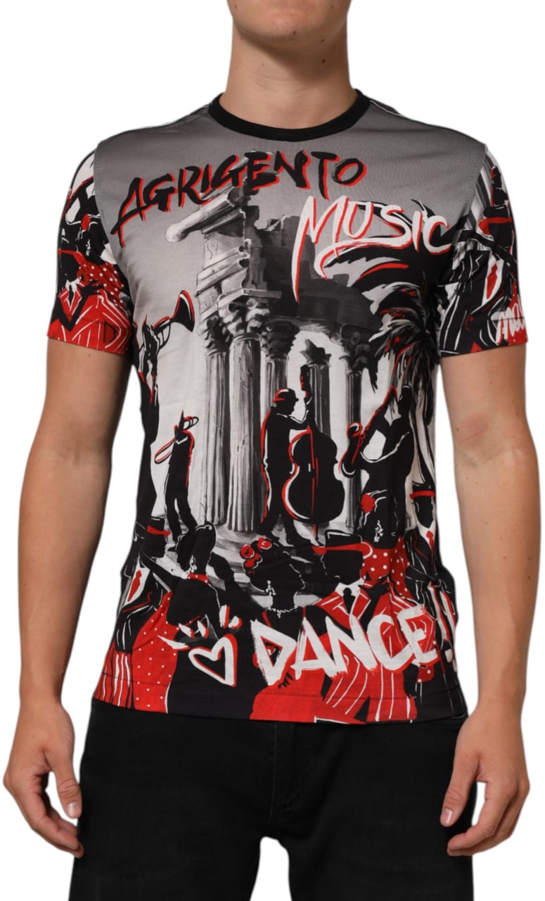 Dolce & Gabbana Multicolor Agrigento Dance Jazz Music Print T-shirt Grijs