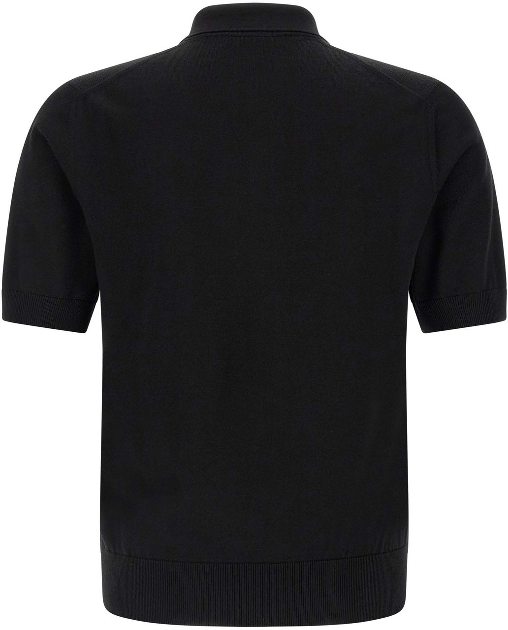 Dolce & Gabbana Black Virgin Wool Polo Shirt Zwart
