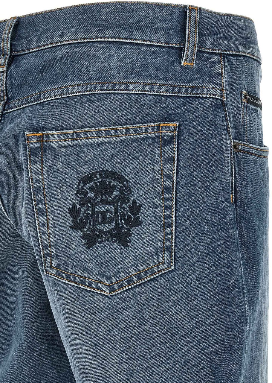 Dolce & Gabbana Blue Cotton Straight-Leg Jeans Blauw