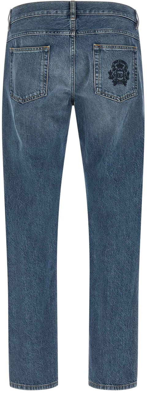 Dolce & Gabbana Blue Cotton Straight-Leg Jeans Blauw