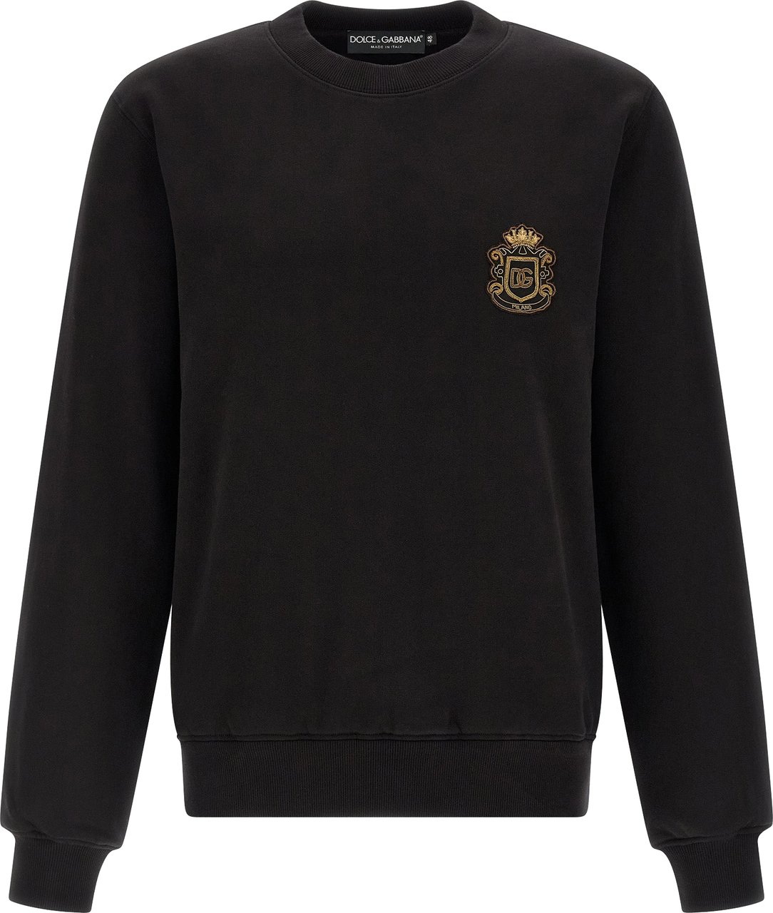 Dolce & Gabbana Black Cotton Sweatshirt Zwart