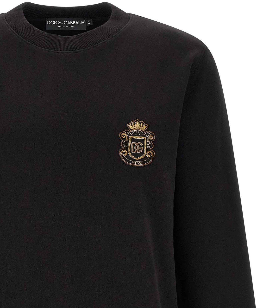 Dolce & Gabbana Black Cotton Sweatshirt Zwart