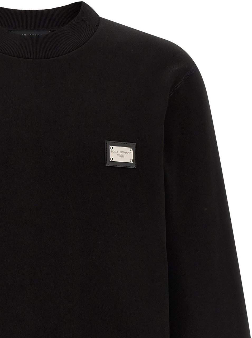 Dolce & Gabbana Black Cotton Sweatshirt Zwart
