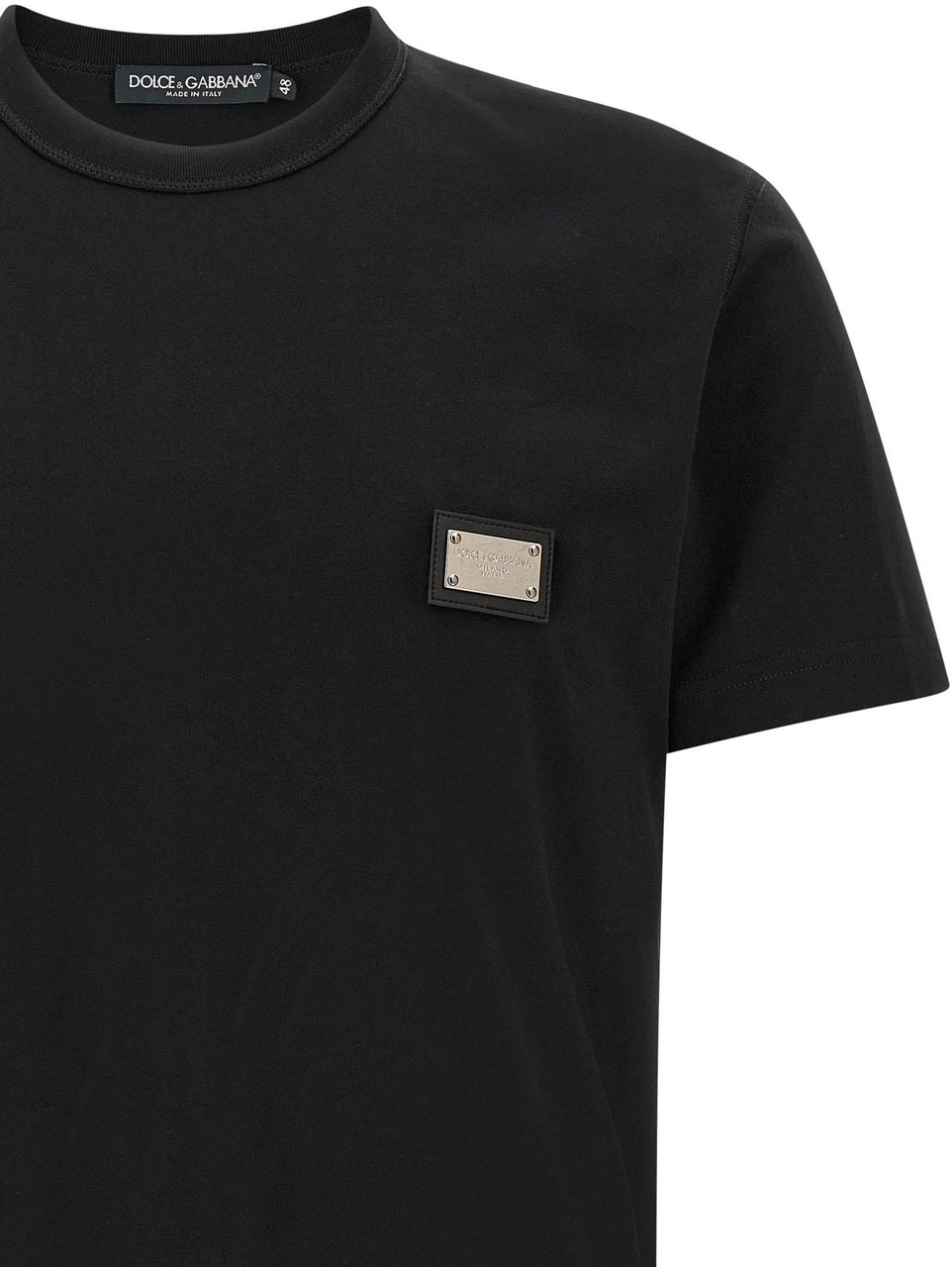 Dolce & Gabbana Black Cotton T-Shirt Zwart
