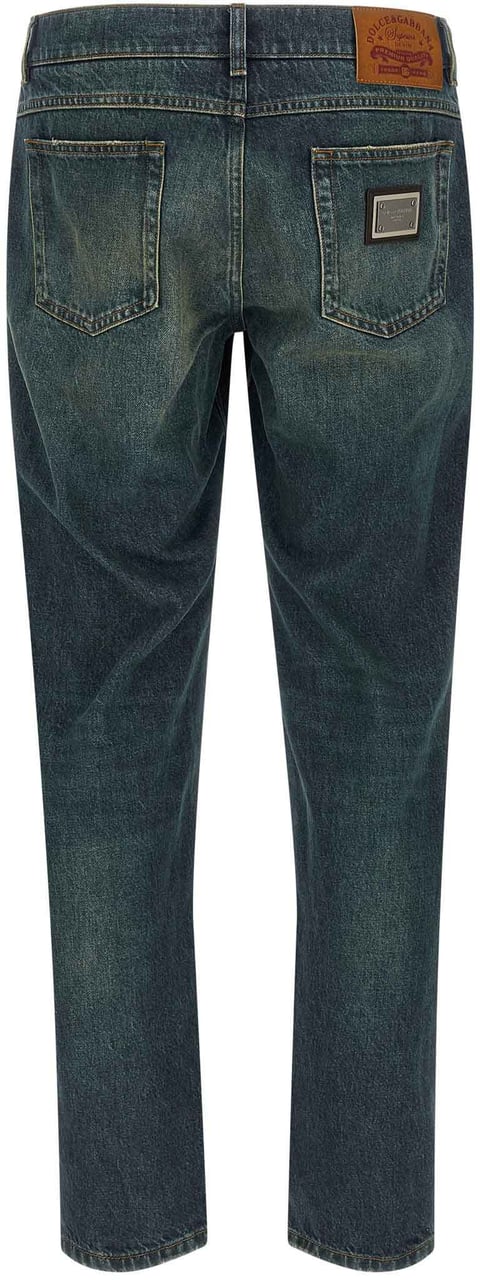 Dolce & Gabbana Blue Cotton Straight-Leg Jeans Blauw