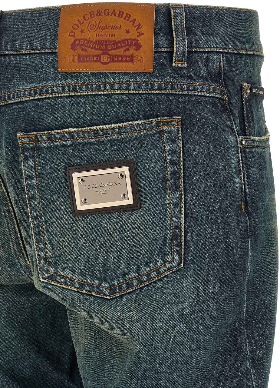 Dolce & Gabbana Blue Cotton Straight-Leg Jeans Blauw