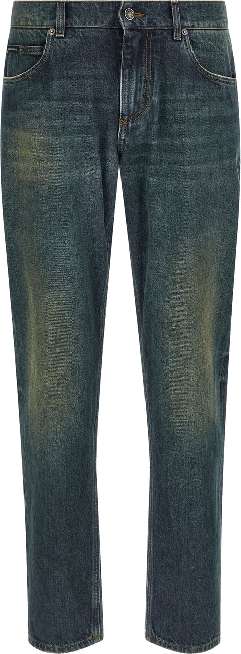 Dolce & Gabbana Blue Cotton Straight-Leg Jeans Blauw