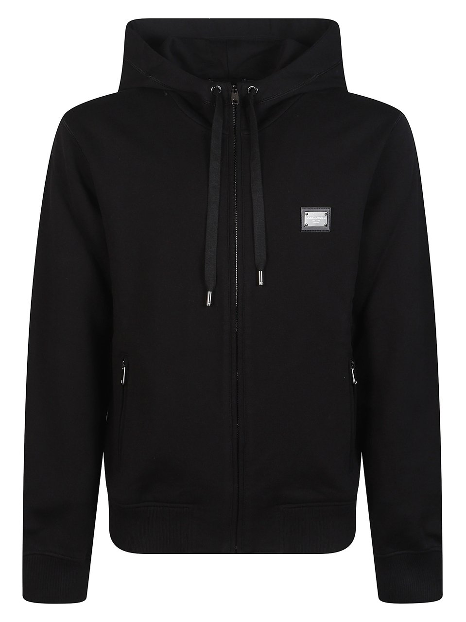 Dolce & Gabbana Black Minimalist Zippered Hoodie Zwart