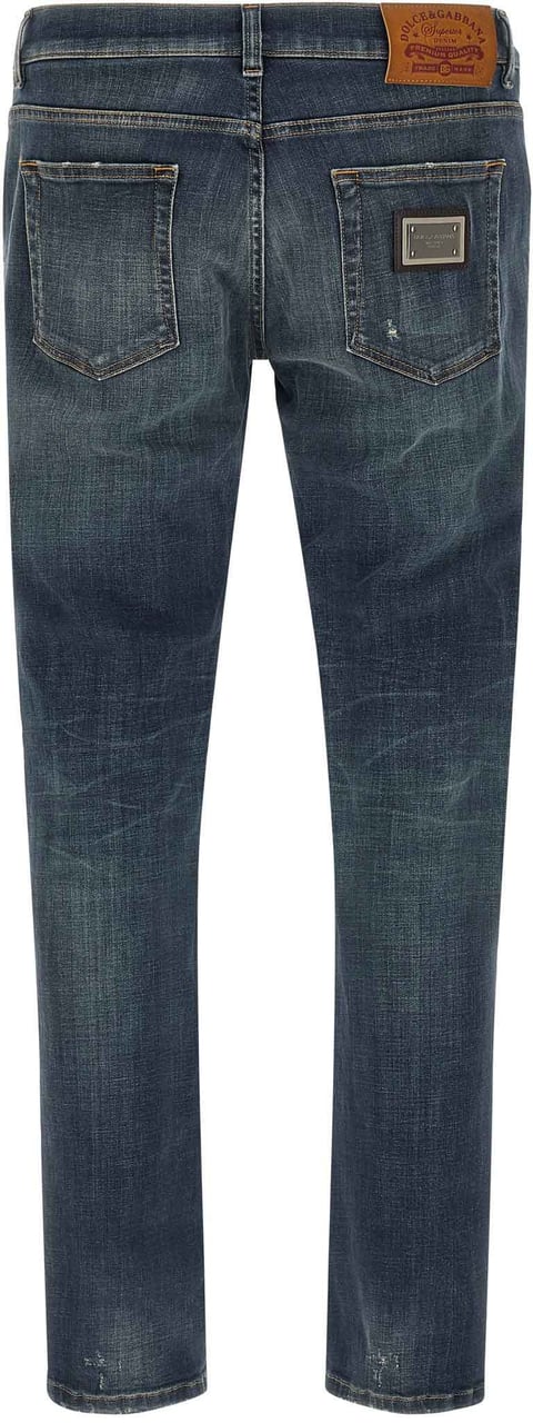 Dolce & Gabbana Blue Cotton Straight-Leg Jeans Blauw