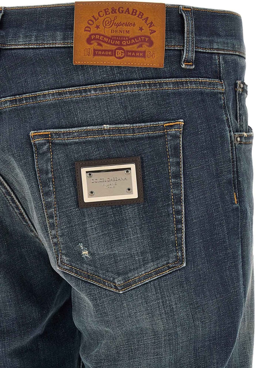 Dolce & Gabbana Blue Cotton Straight-Leg Jeans Blauw