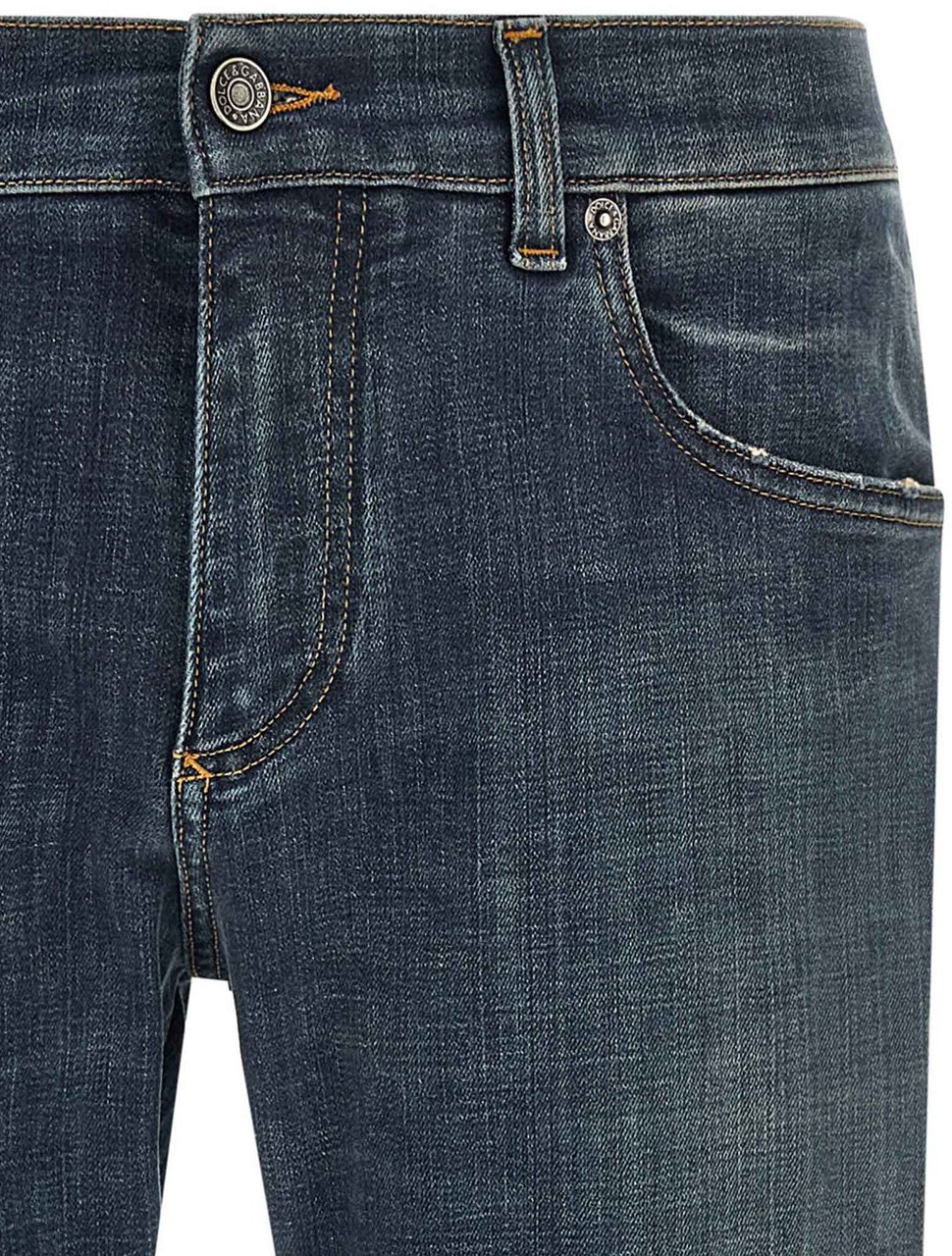 Dolce & Gabbana Blue Cotton Straight-Leg Jeans Blauw