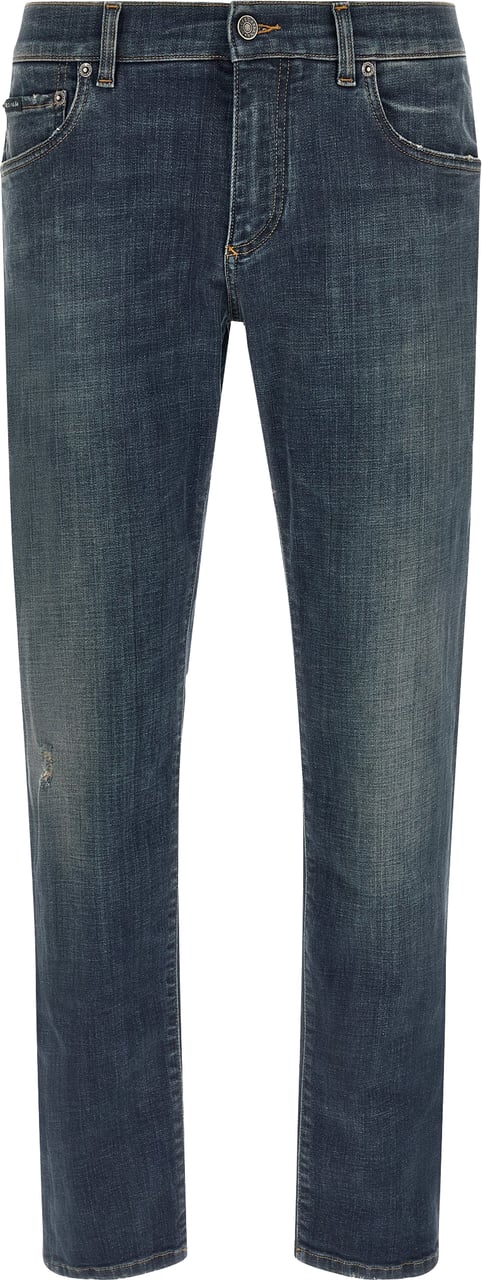 Dolce & Gabbana Blue Cotton Straight-Leg Jeans Blauw