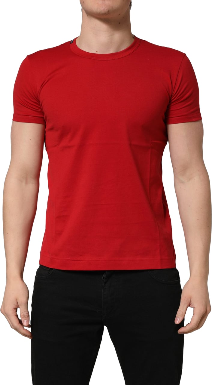 Dolce & Gabbana Red Goodluck 2023 Cotton Crew Neck T-shirt Rood