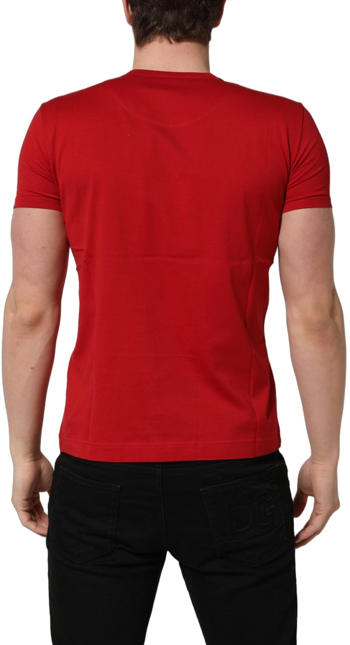 Dolce & Gabbana Red Goodluck 2023 Cotton Crew Neck T-shirt Rood