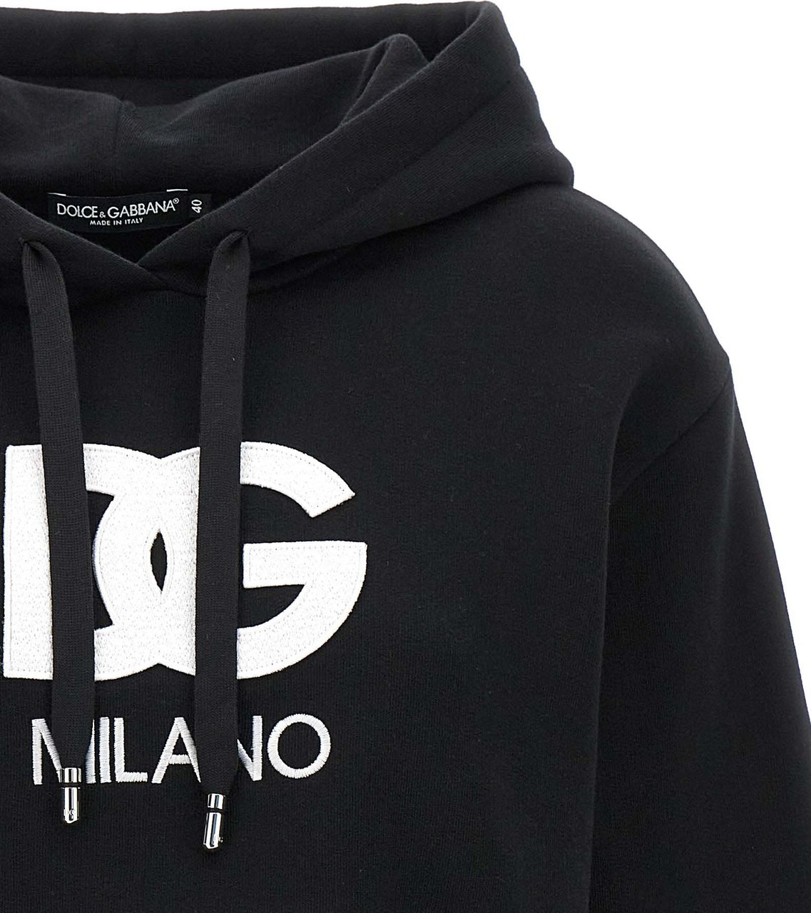 Dolce & Gabbana Black Cotton Hoodie Zwart