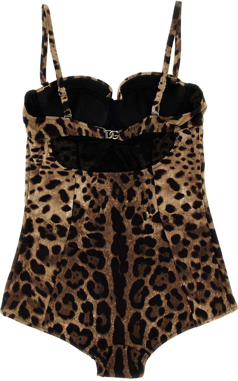 Dolce & Gabbana Brown Polyamide One-Piece Swimsuit Bruin
