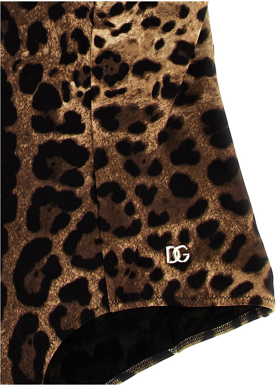 Dolce & Gabbana Brown Polyamide One-Piece Swimsuit Bruin