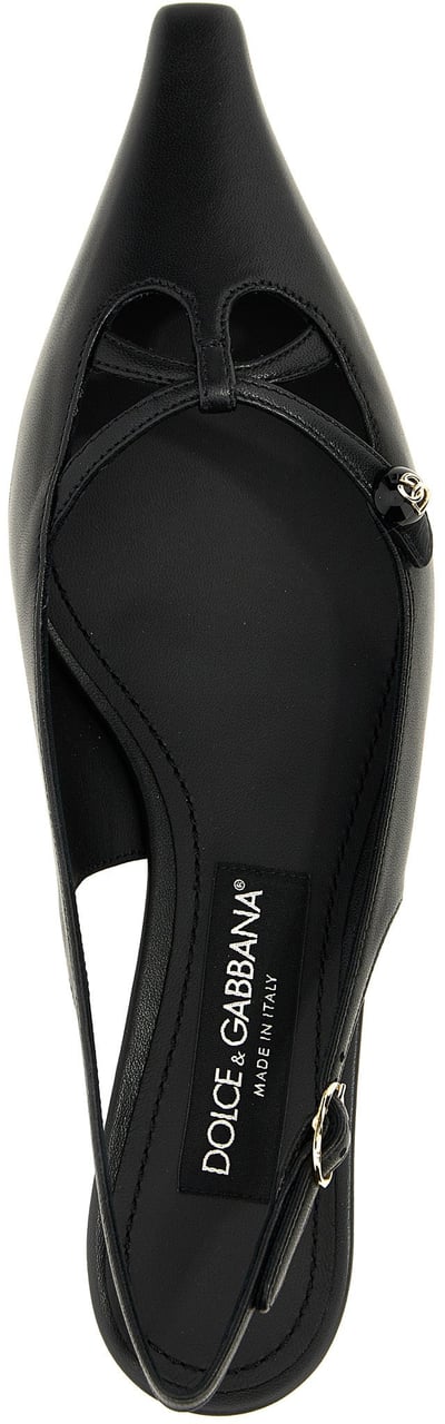 Dolce & Gabbana Black Lamb Leather Mid Heel Pumps Zwart
