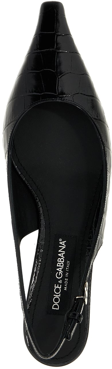Dolce & Gabbana Black Calfskin Mid Heel Pumps Zwart