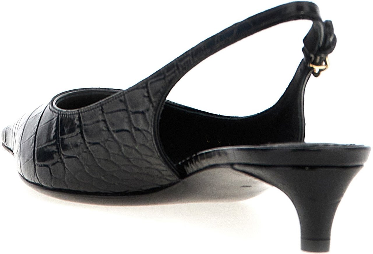Dolce & Gabbana Black Calfskin Mid Heel Pumps Zwart