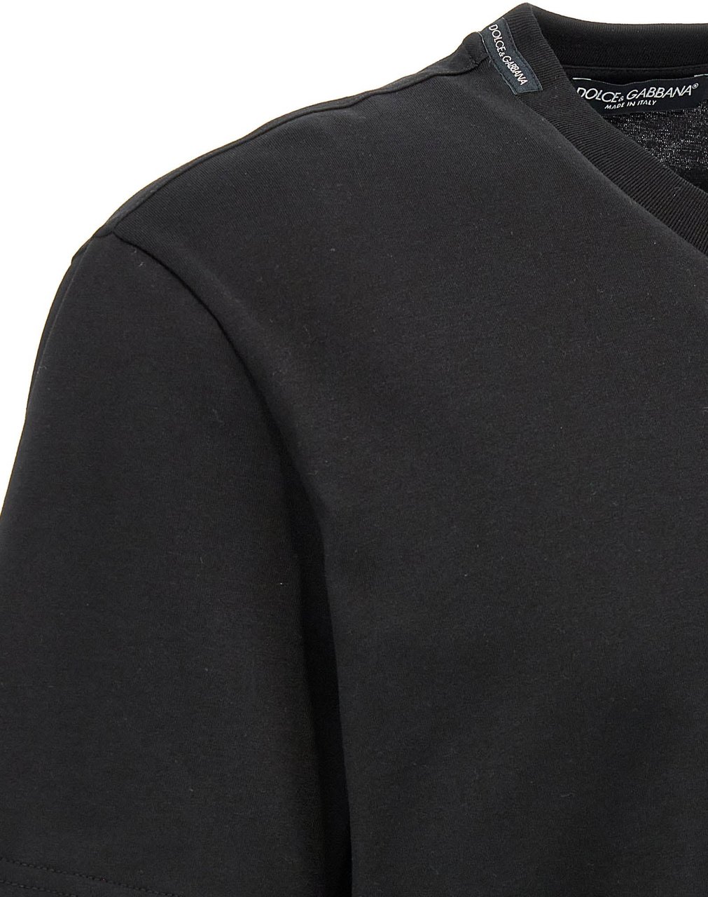 Dolce & Gabbana Black Cotton T-Shirt Zwart
