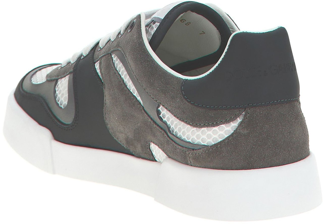 Dolce & Gabbana Gray Calfskin Athletic Sneakers Grijs