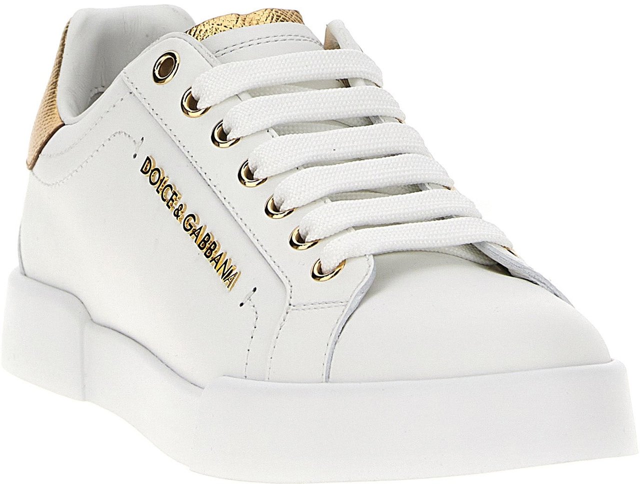 Dolce & Gabbana Gold Calfskin Low Top Sneakers Goud