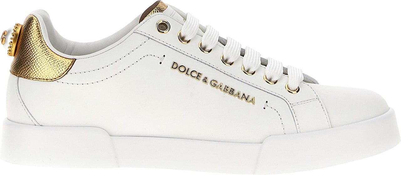 Dolce & Gabbana Gold Calfskin Low Top Sneakers Goud