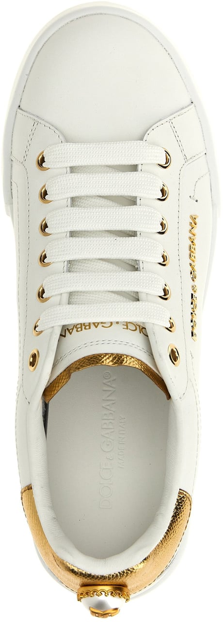 Dolce & Gabbana Gold Calfskin Low Top Sneakers Goud