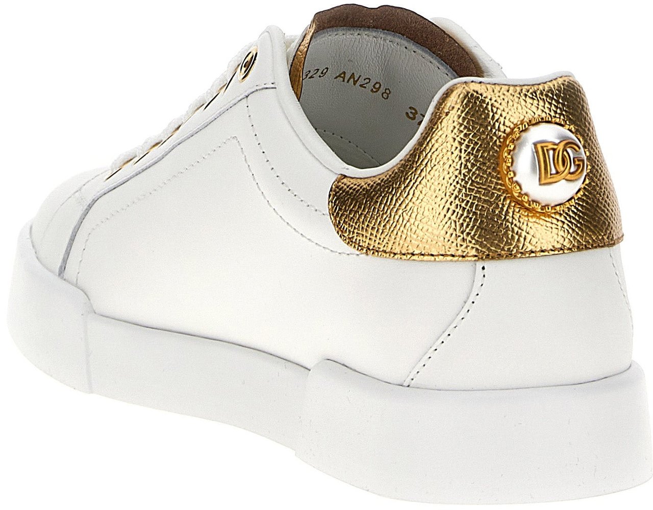Dolce & Gabbana Gold Calfskin Low Top Sneakers Goud