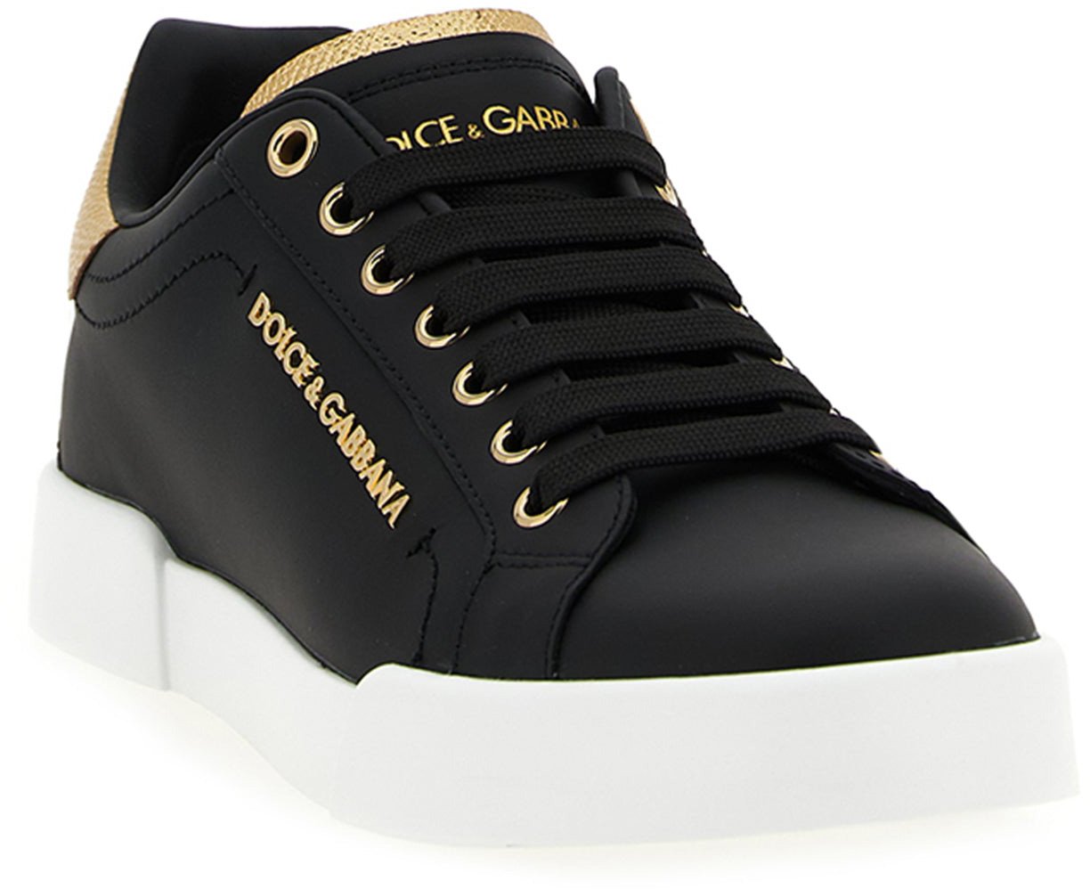 Dolce & Gabbana Black Calfskin Sneakers Zwart
