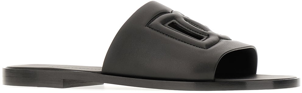 Dolce & Gabbana Black leather slippers Zwart