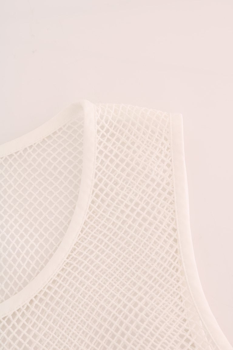 Dolce & Gabbana White Net Tank Transparent Top Wit