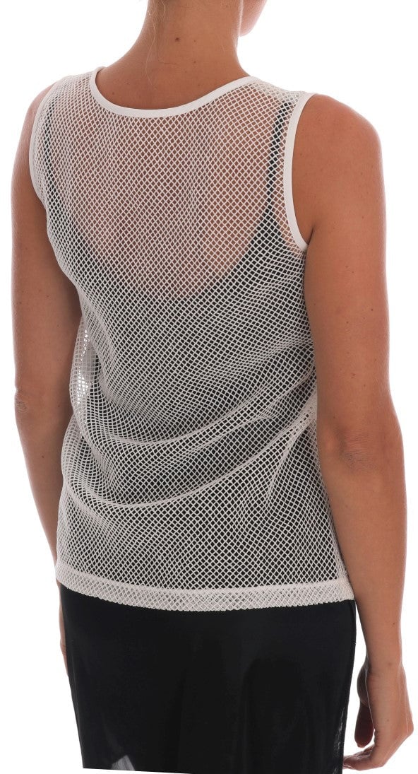 Dolce & Gabbana White Net Tank Transparent Top Wit