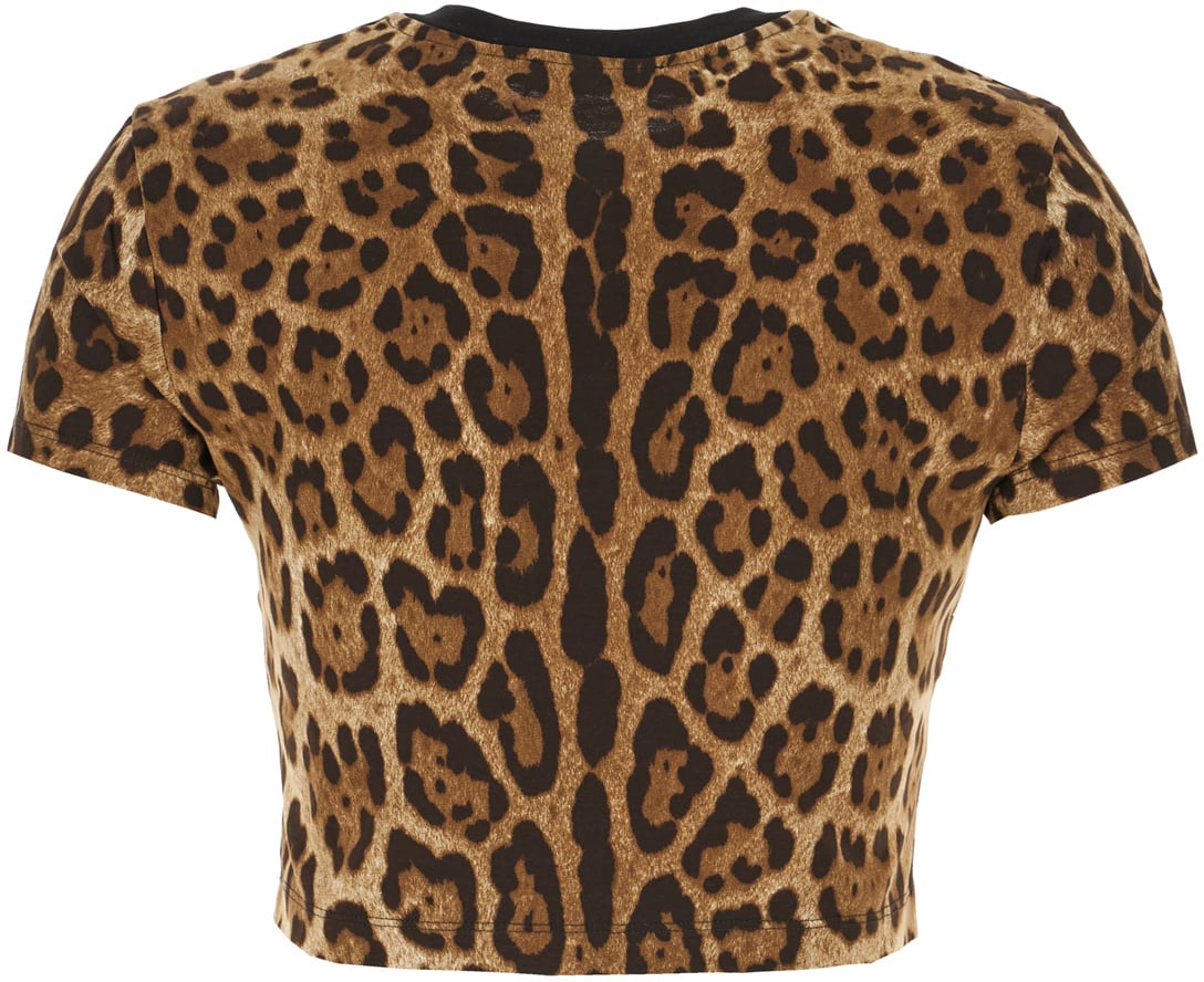 Dolce & Gabbana Printed cotton crop T-shirt Dierenprint