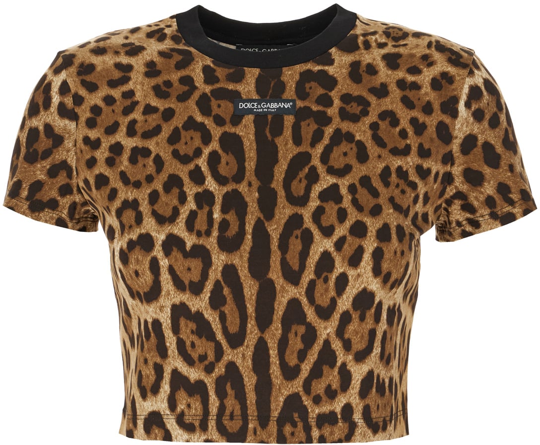 Dolce & Gabbana Printed cotton crop T-shirt Dierenprint