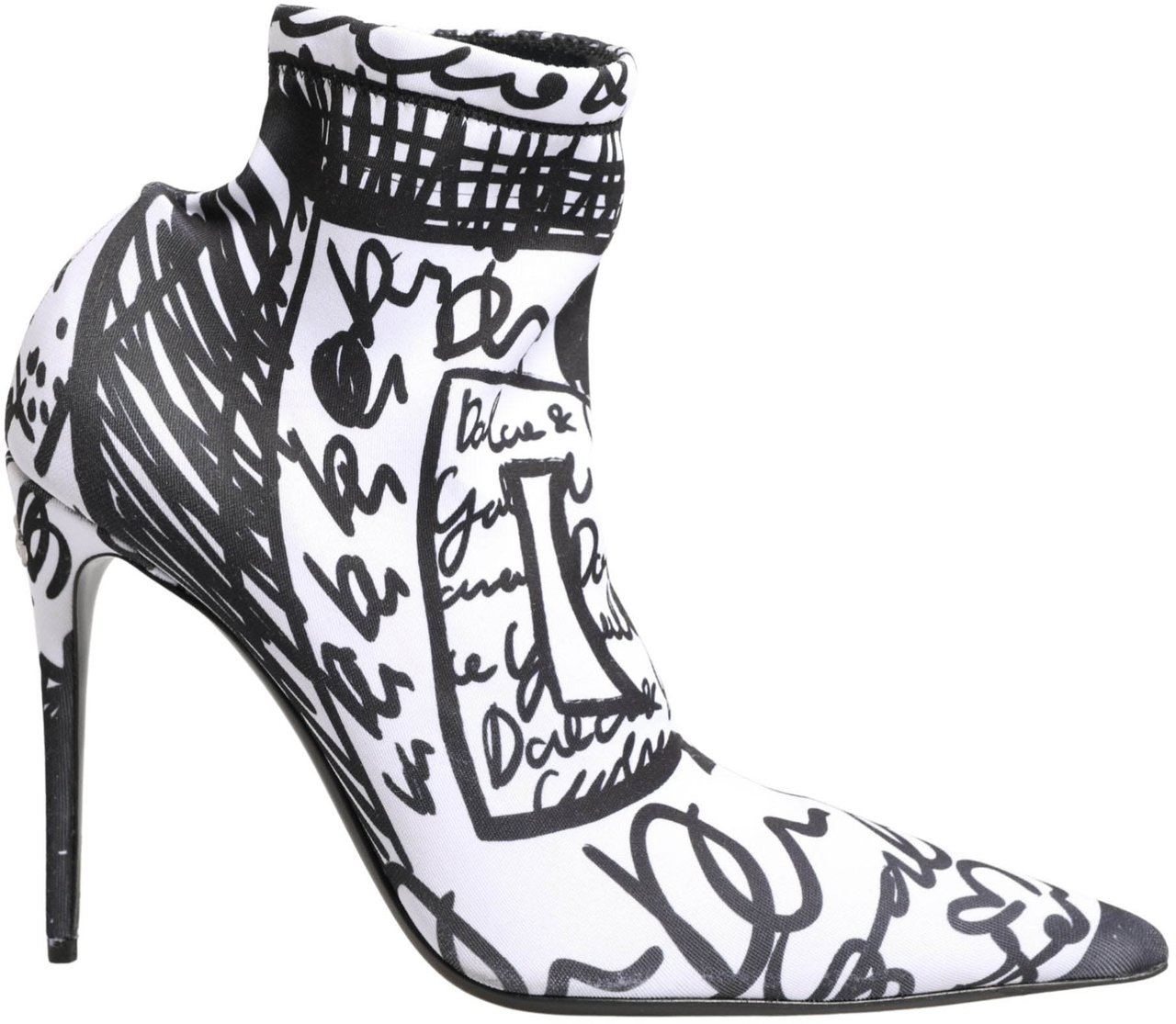 Dolce & Gabbana White Graffiti Stretch Ankle Boots Shoes Wit