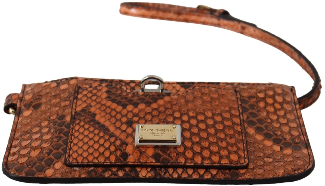 Dolce & Gabbana Brown Leather Coin Purse Wristlet Mirror AGNESE Wallet Bruin