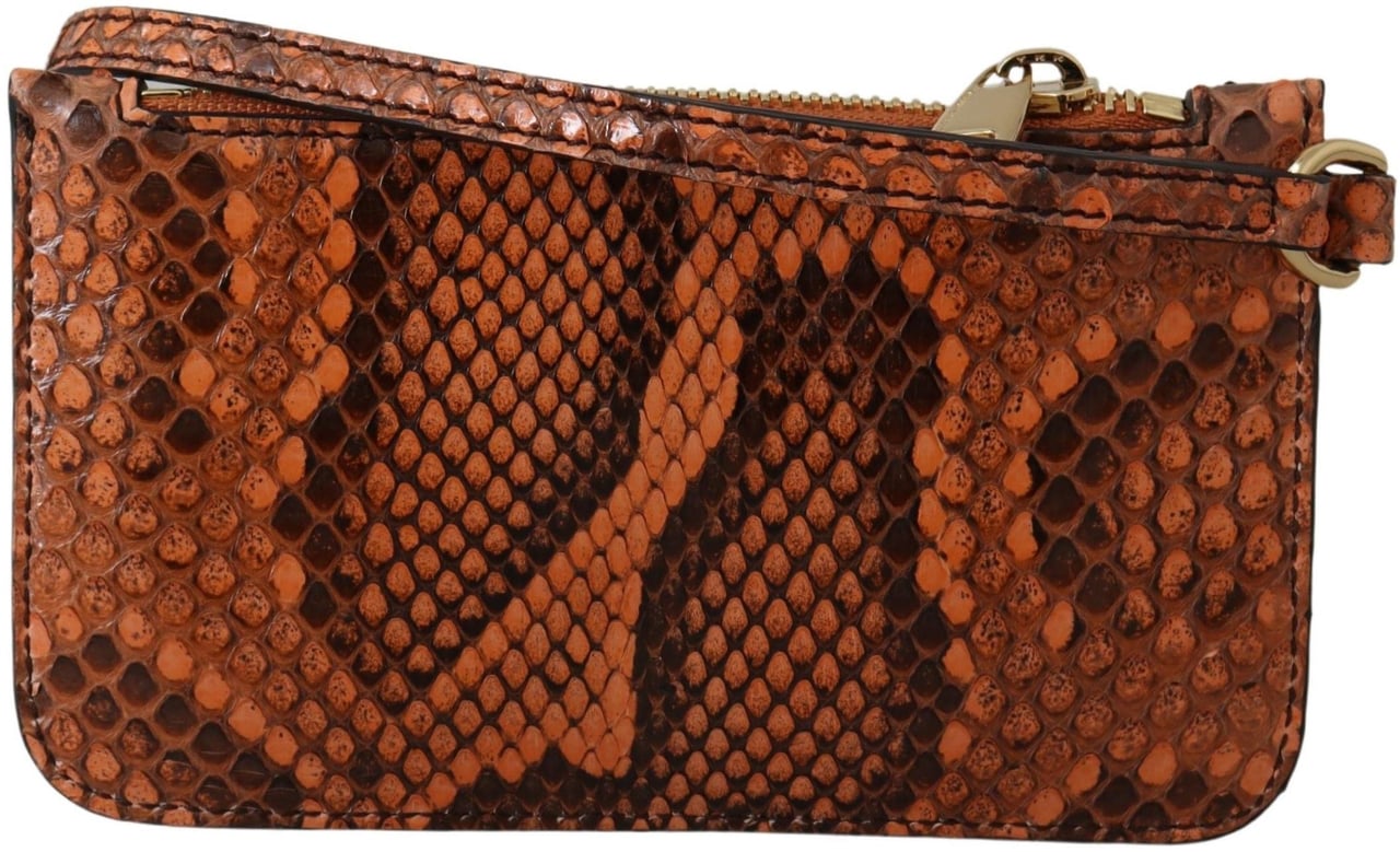 Dolce & Gabbana Brown Leather Coin Purse Wristlet Mirror AGNESE Wallet Bruin
