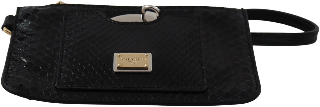 Dolce & Gabbana Black Leather Coin Purse Wristlet Mirror Agnese Wallet Zwart