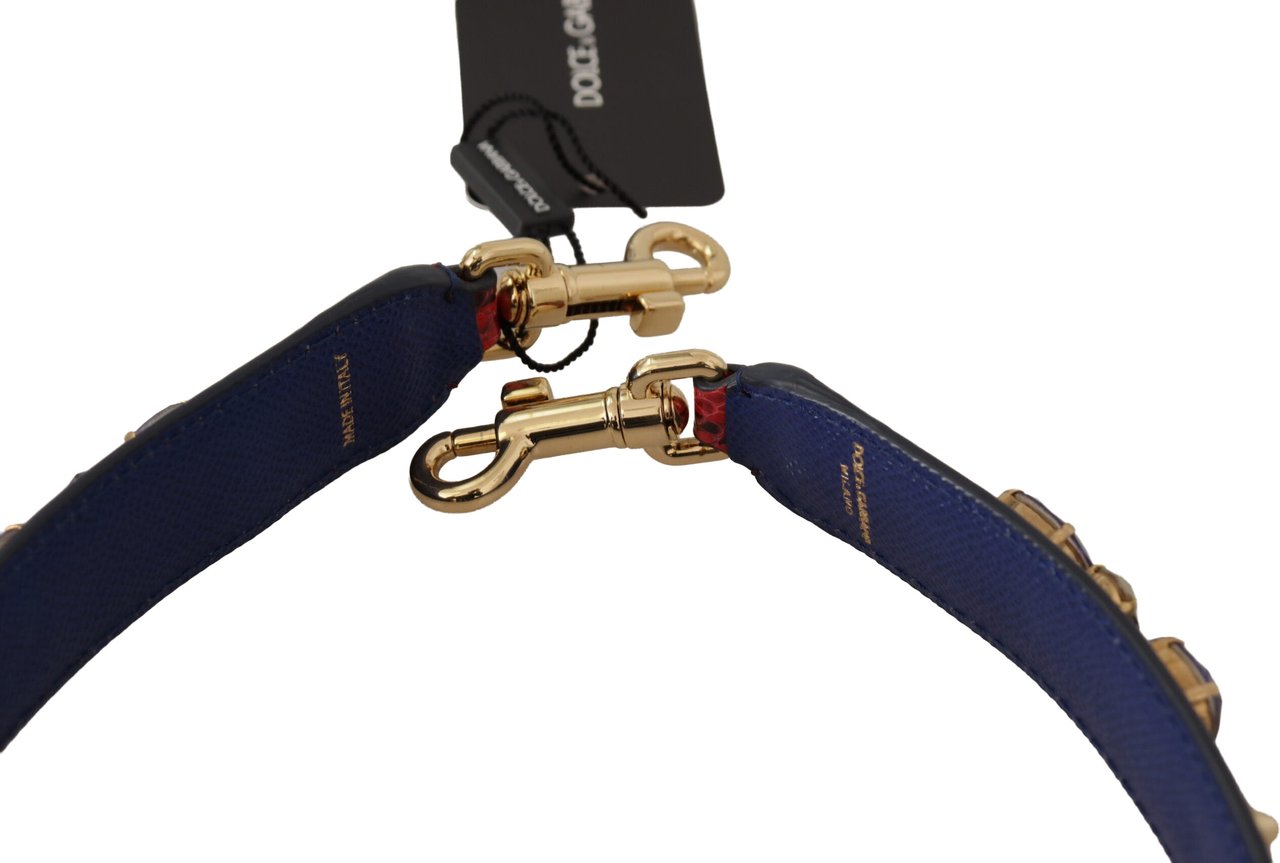 Dolce & Gabbana Red Exotic Leather Crystals Bag Shoulder Strap Rood