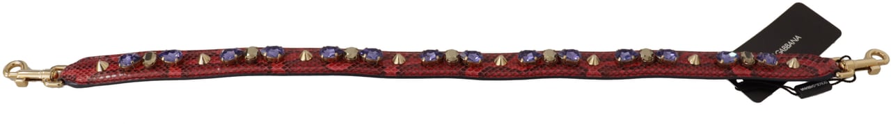 Dolce & Gabbana Red Exotic Leather Crystals Bag Shoulder Strap Rood