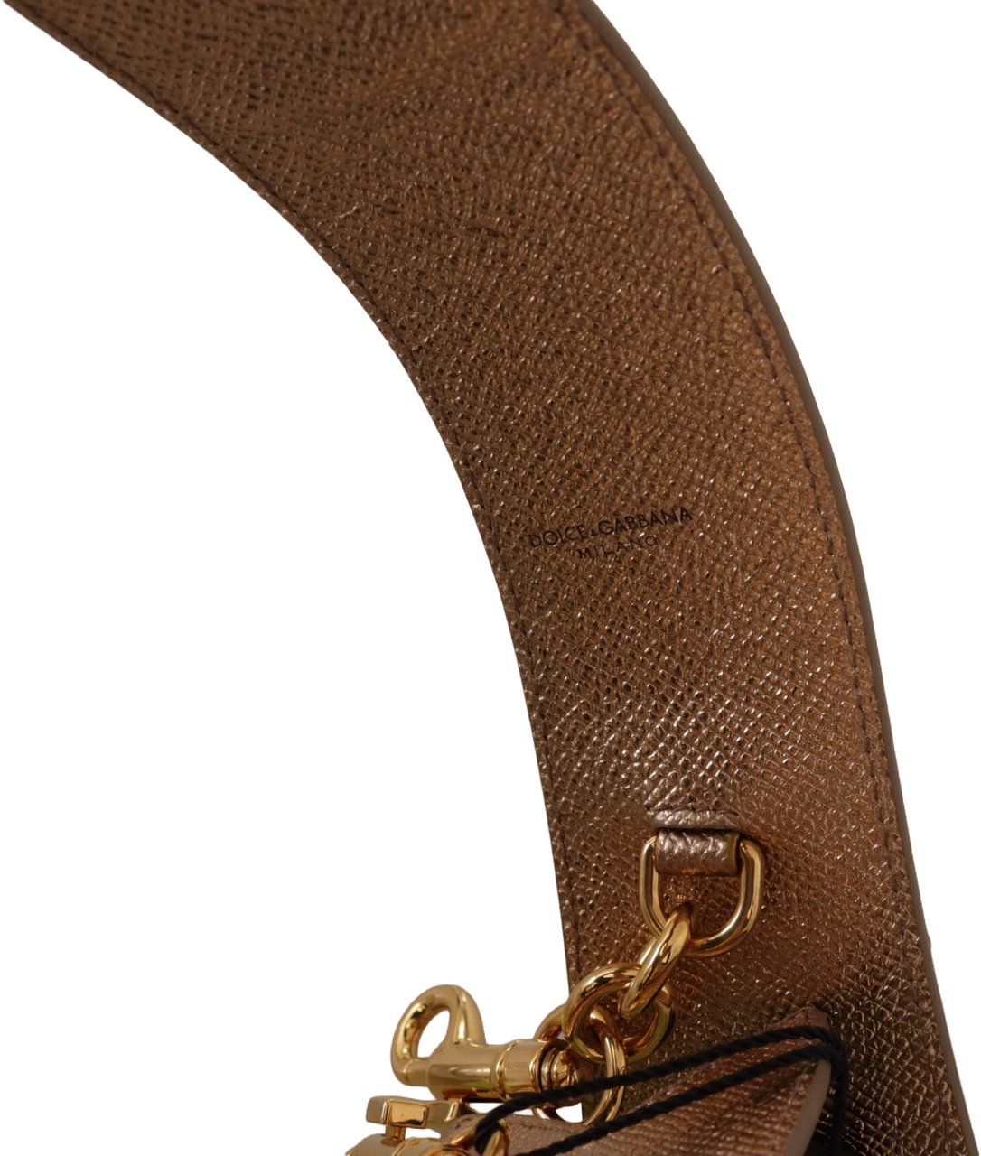 Dolce & Gabbana Gold Leather LOVE Patch Bag Shoulder Strap Goud