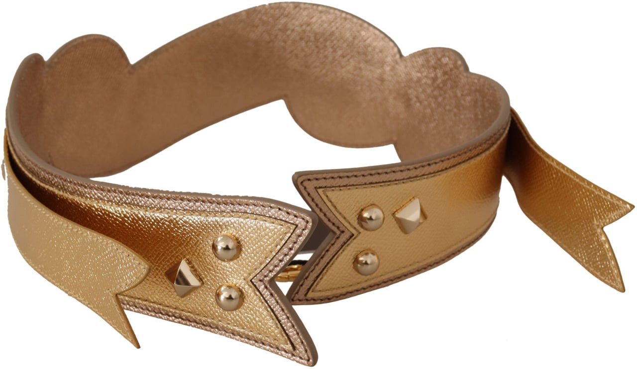 Dolce & Gabbana Gold Leather LOVE Patch Bag Shoulder Strap Goud