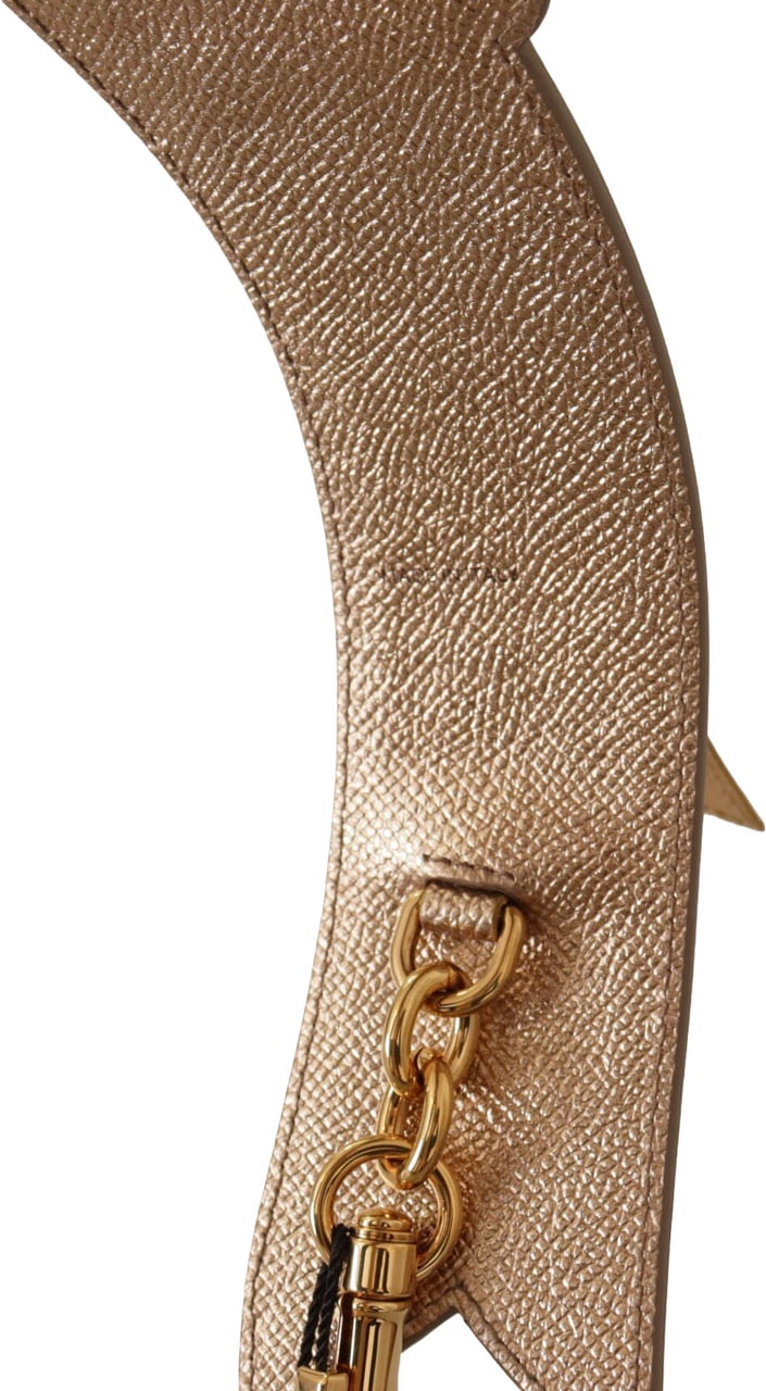 Dolce & Gabbana Gold Leather LOVE Patch Bag Shoulder Strap Goud
