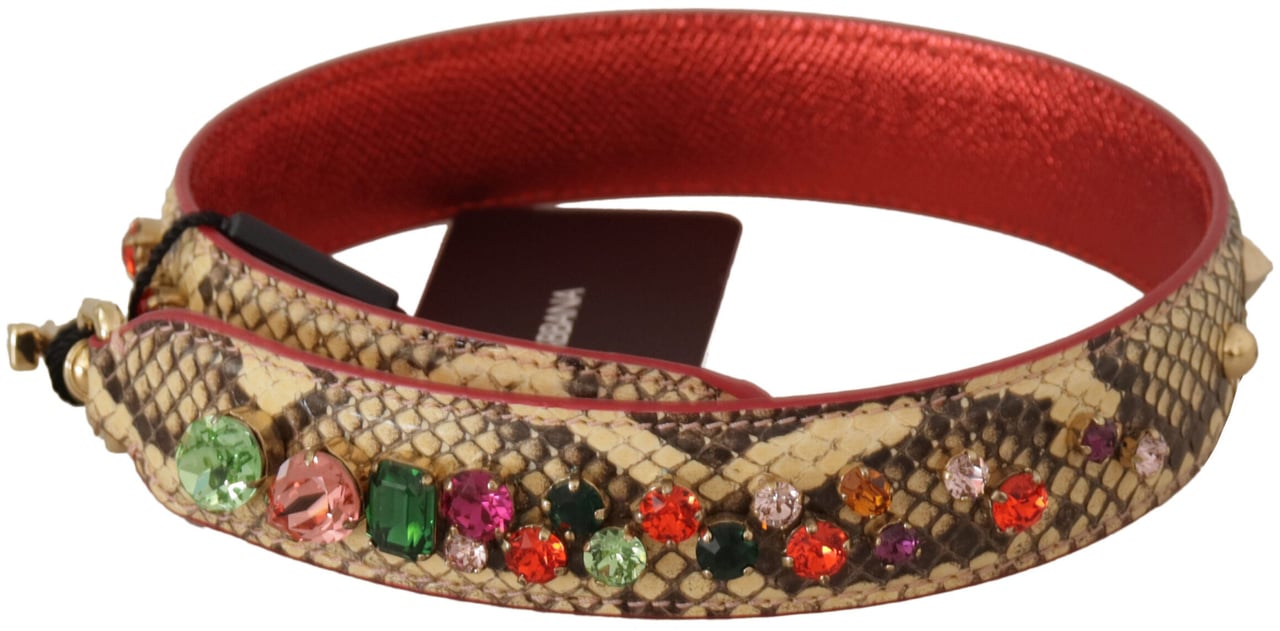 Dolce & Gabbana Beige Exotic Leather Crystals Shoulder Strap Beige