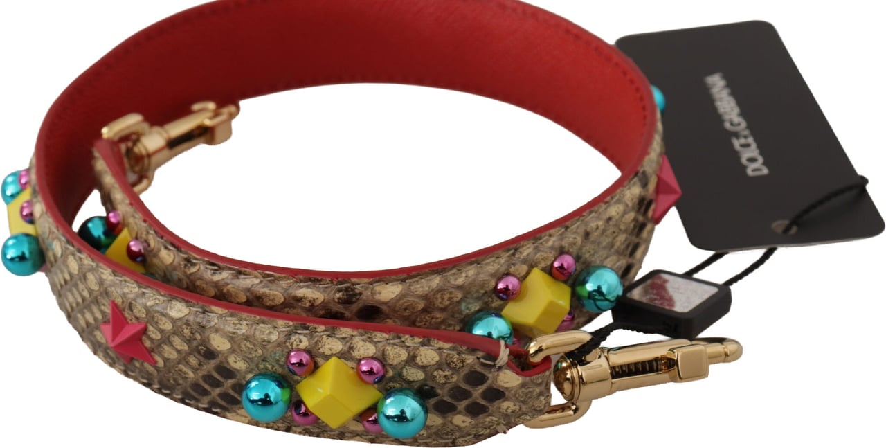 Dolce & Gabbana Beige Python Leather Crystals Shoulder Strap Beige
